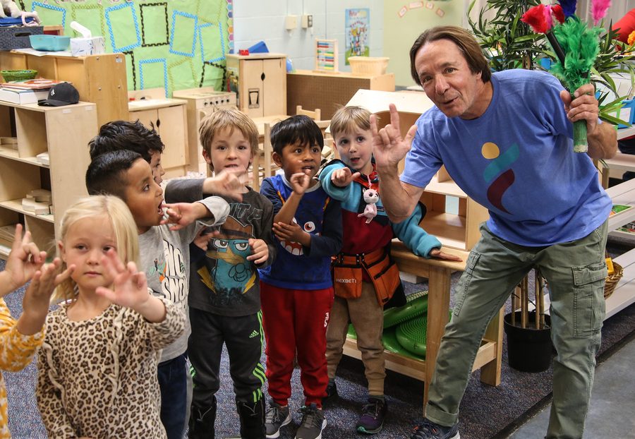 Scott Liebler leading a real Funsical classroom circle-time session